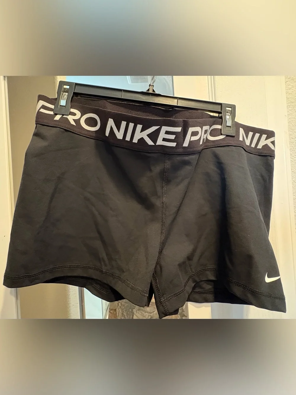 Nike Black Pro Compression Shorts with White Logo